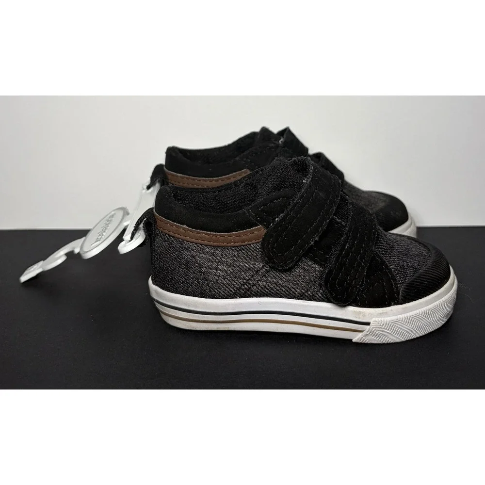 Koala Kids Infant Toddler Boys Black Shoes Hook & Loop Closure - Sz 4C Sneakers